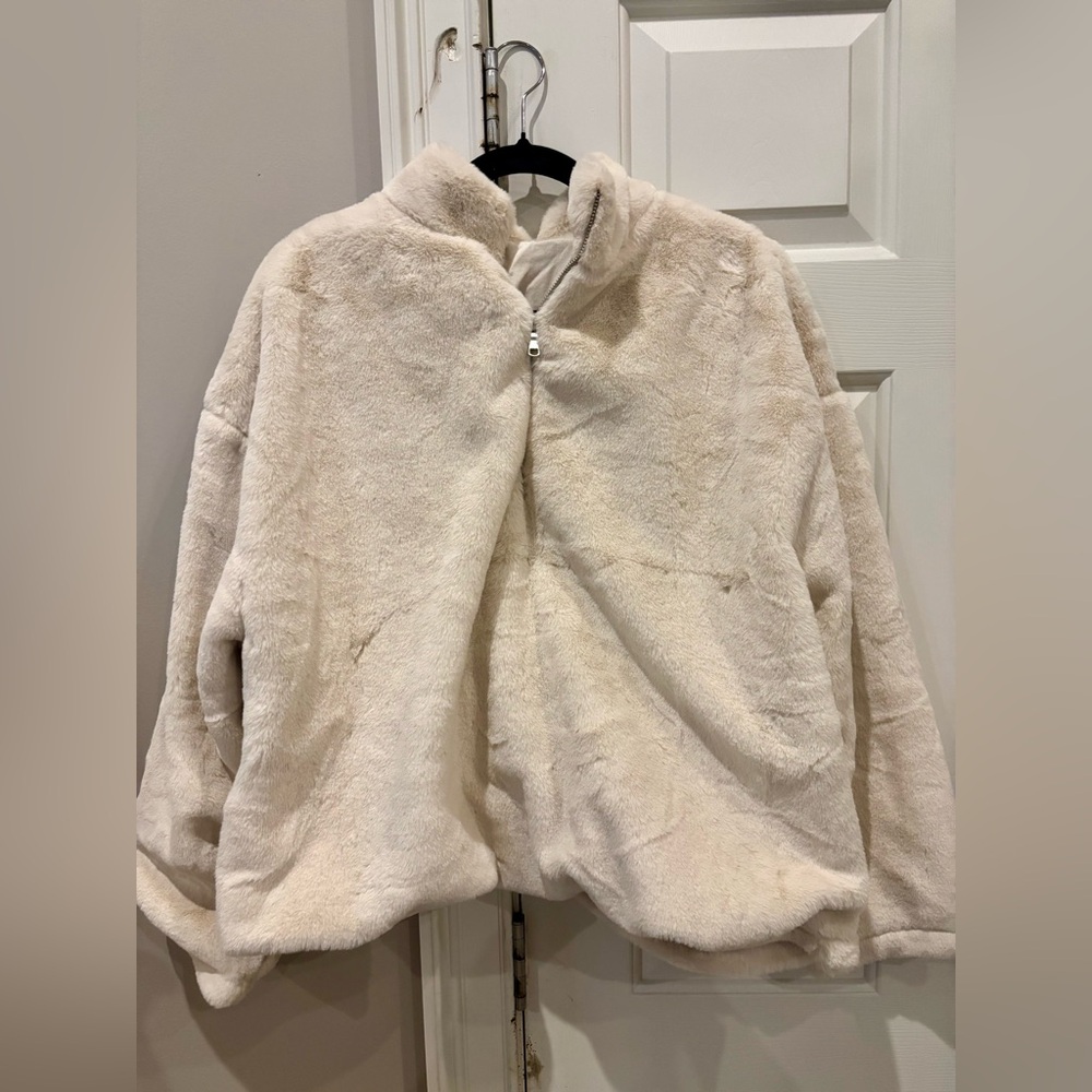 Plush Cream Teddy Jacket size 2x NEW
